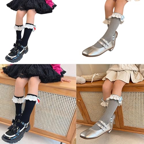 Embroidered Lace Ruffle Socks For Baby Girls Breathable Length Stackable Everyday Wear And Parties Trendy Girls2
