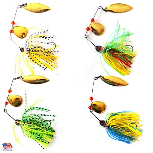 4 Hard Lure Buzzbait Hard Spinner Baits Spinnerbait Tackle Lead Head With Holographic Metal Blades Rubber Skirts For Freshwater Bass Trout Pike Walleye #TOP24