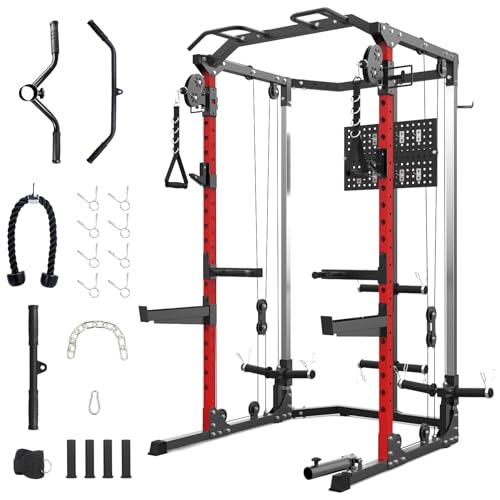 KOKEBREN Power Cage, 2000 LBS Squat Rack with Cable Crossover System, Multifunctional Weight Cage...