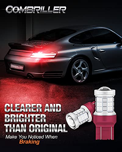 Combriller 7440 Led Bulb Red Super Bright, T20 7441 7444 7443 Led Bulb with Projector Replacement for Led Reverse Lights Turn Signal Bulb Brake Light Bulb Tail Light Bulb Parking Light Bulb, Pack of 2 - Image 5