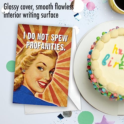 Nobleworks - 1 Funny Happy Birthday Greeting Card - Retro Woman Humor, Notecard Talk Bubbles - Mind Your Language C3229Bdg #TOP4