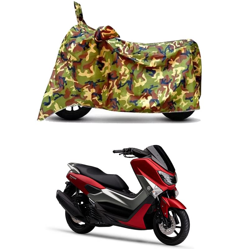 Image of Waterproof 100% PVC Coated Full Bike Scooty Two Wheeler Body Cover Compatible for Yamaha NMax 155 /UV-Rays /Heat Protection /Birds Dropping /Scratchproof /Dust Proof s[6X6 Jungle Print]