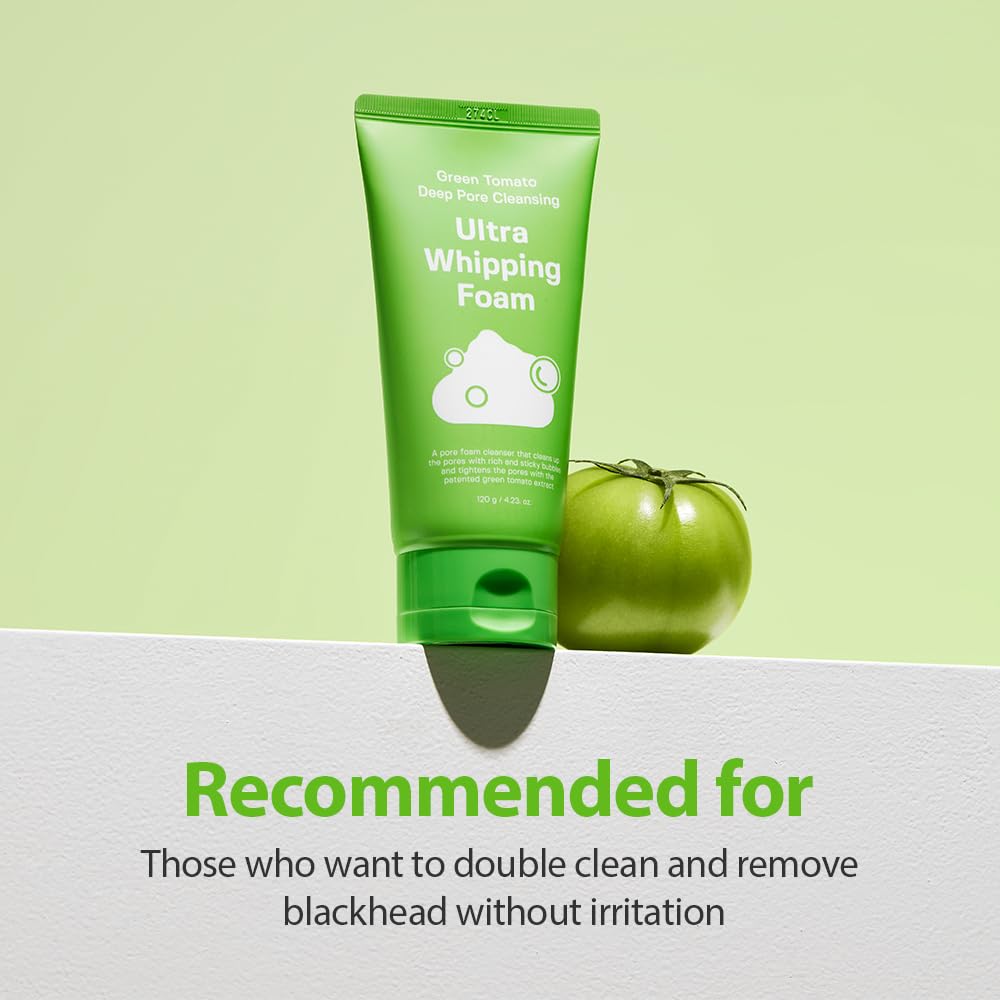 SUNGBOON EDITOR Green Tomato Deep Pore Cleansing Whipping Foam 120,2 g | Detergente viso schiumogeno coreano per pelli grasse, rimozione punti neri e minimizzatore dei pori | Cura della pelle