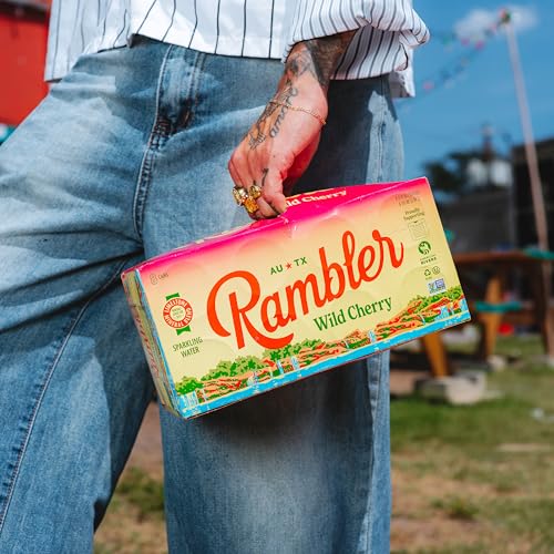 Image of AUTX RAMBLER Sparkling Water, Texas Limestone Mineral Blend, Wild Cherry Flavor, 12-Ounce Cans, Three 8-Packs (24 Cans)