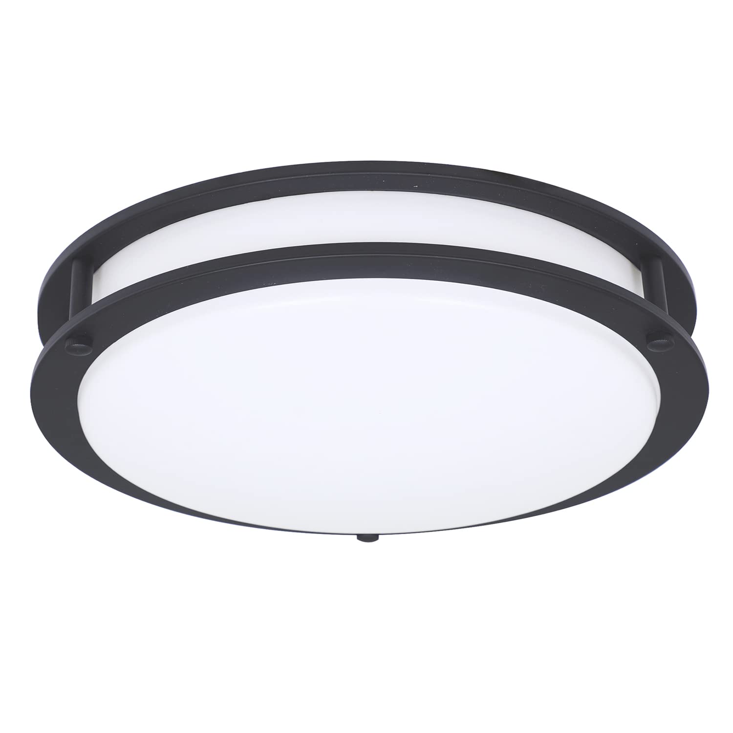 16 inch Matte Black Round 28 Watt, 1800 Lumens Dimmable DC LED Flush Mount Ceiling Light Fixture, Soft White, Bright White, Daylight 3000K/4000K/5000K, EV1416C3C-43