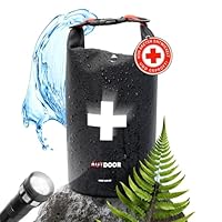 AUTDOOR® Erste Hilfe Set Outdoor - DIN13167 - Wasserdicht & leicht - Entwickelt mit Ärzten - Reiseapotheke für Wandern, Klettern, Wassersport - Kompakte Notfalltasche für Reisen