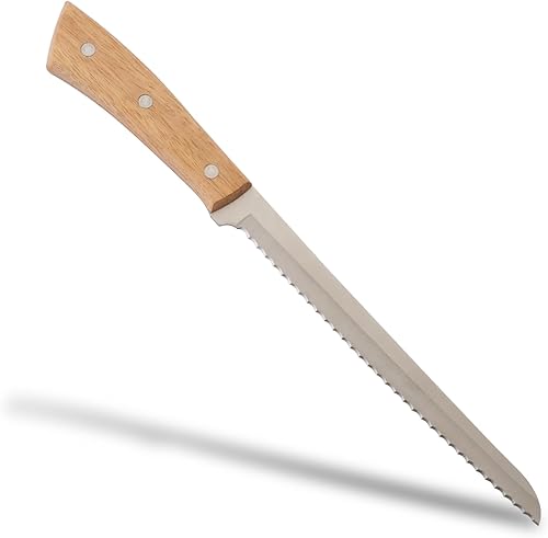 Lugna - Cuchillos de cocina de madera de molibdeno y vanadio mango de roble con nitidez superior y peso equilibrado, ideal para cocinar todos los