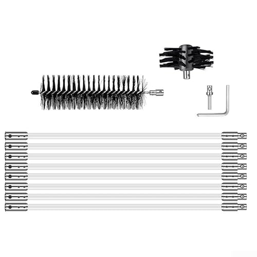 Rotary Chimney Cleaning Brush Kit With 60Cm Flexible Rods Nylon Bristles For Drill For Fireplace And Flue Maintenance High Temperature Resistant