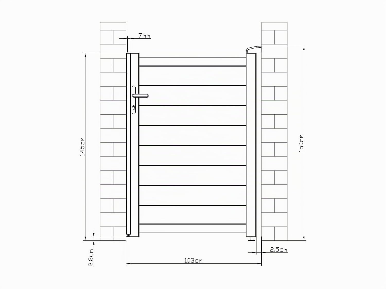 Vente-unique - Puerta batiente de aluminio sÛlido L103 x H150 cm antracita - NAZARIO
