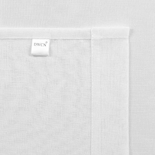 DWCN White Sheer Curtains Textured Semi Transparent Eyelet Top Decorative Voile Curtain for Living Bedroom 52" Wide x 72" Drop - Image 4