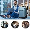 BANGE Sac à dos professionnel intelligent étanche pour ordinateur portable de 15,6 pouces avec port de charge USB, sac à dos de voyage durable, bleu ciel, Large, Tendance #5