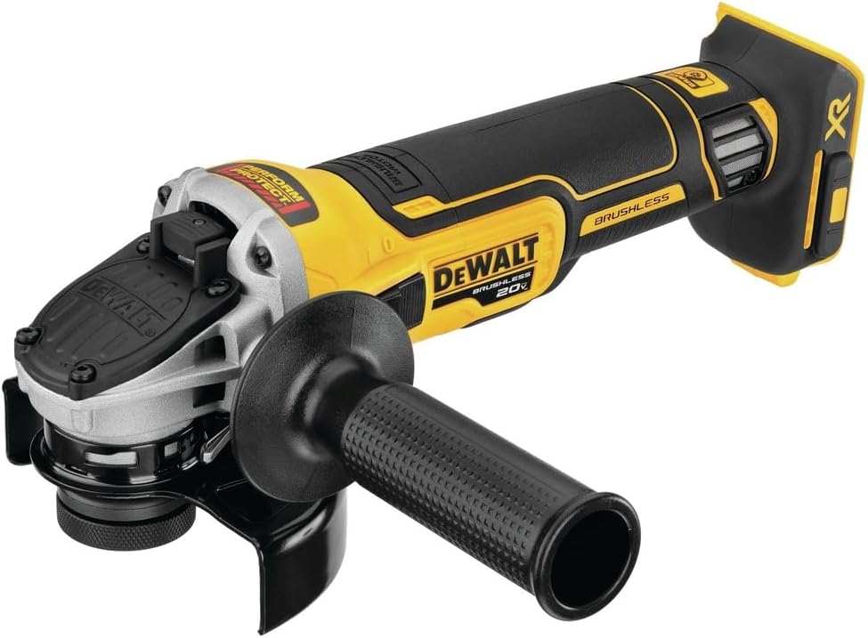DEWALT DCG405BR 20V MAX XR Lithium-Ion Brushless Slide Switch 4.5 in. Cordless Small Angle Grinder with KICKBACK BRAKE (Tool Only) (Renewed)