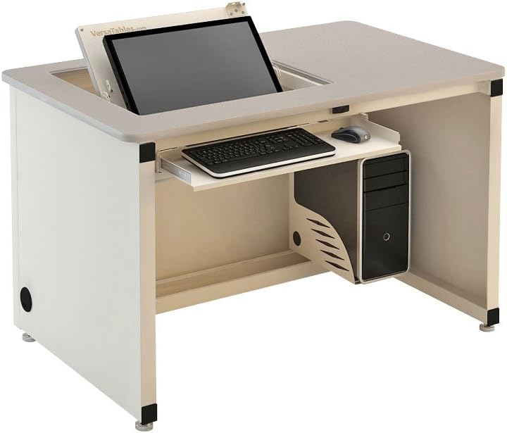 Revolution Hideaway Monitor Computer Desk Gray Frame