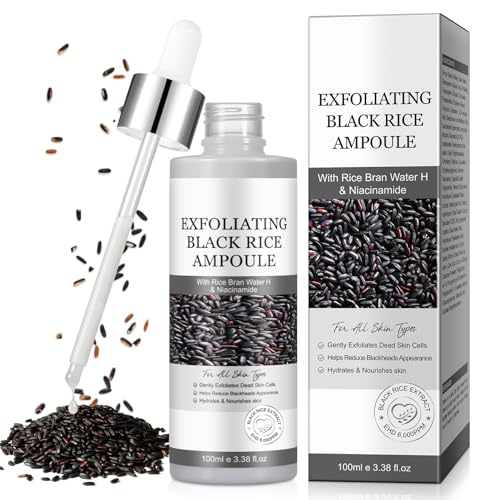 Exfoliante facial de arroz negro – Exfoliante suave con arroz negro, elimina las células muertas de la piel, hidratante coreana para todo tipo de pieles, 100 ml