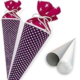 windeltou Hochwertige Stoffschultüte, Zuckertüte in ROSA | Start deiner Kreativität | Ideal zur Gestaltung mit eigenen Plotter- oder Bügelbildern (Lila, 85 cm)