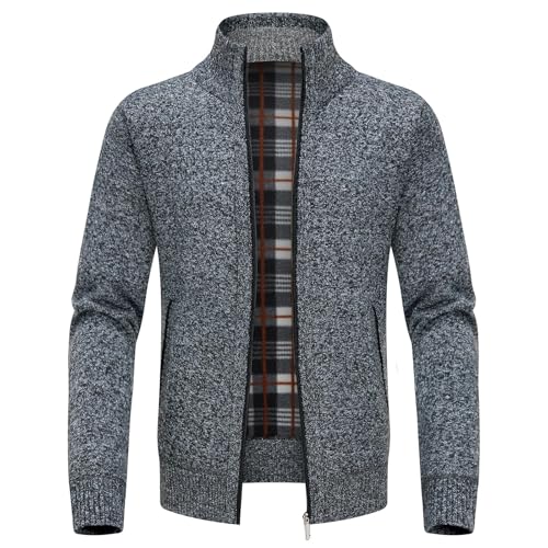 Pull homme chaud et épais KUDORO avec intérieur polaire et fermeture éclair