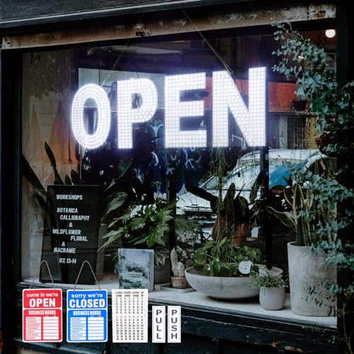 Thirdpolite Open Signs for Business, 30"x10" Dimmable Large LED Open