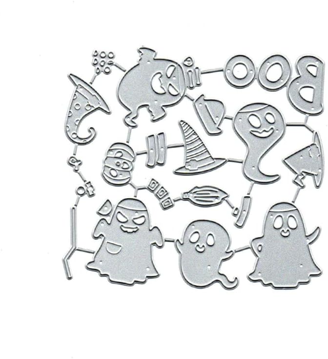 Miniatura 3 de Juego de 5 troqueles de metal de fantasmas mágicos de Halloween, tarjetas de papel de fantasmas mágicos de Halloween, plantillas de corte para