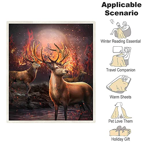 Juirnost Deer Throw Blanket,Wildlife Throw Blanket,Rustic Cabin Decor Woodland Blanket For Bedroom Sofa Couch 50X60Inch,Gift For Hunting Lover Deer Hunting Blanket Decor #TOP1