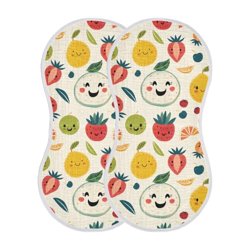 Cute Fruit Cotton Muslin Burp Cloth Good Absorbent Baby Rags and washcloth for Unisex Babies Set of 2, 22x11in