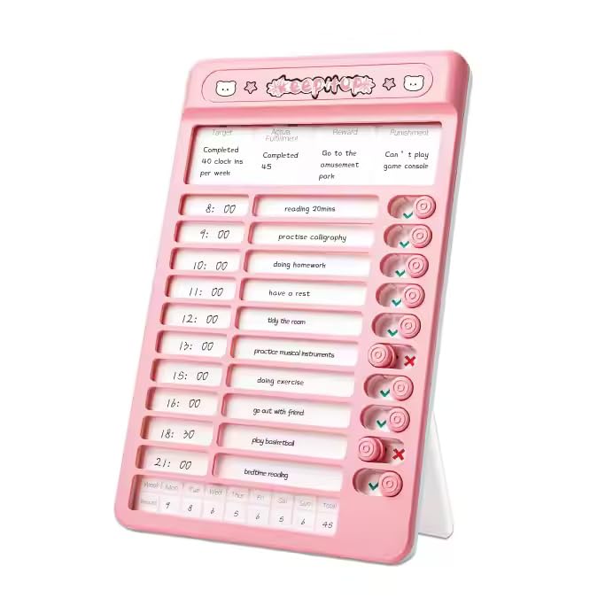 Image of Crackles Portable Self-Discipline Chores Chart Daily Checklist Board with 15 Pcs Blank Paper Sliding Planning Boards Reminder Chart for Boys and Girls - Random Color, Birthday Present