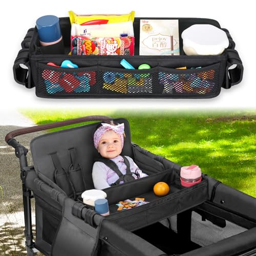 Image of AROUY Stroller Snack Tray Attachment - Universal Stroller Snack Tray for Wonderfold Wagon W4 Accessories