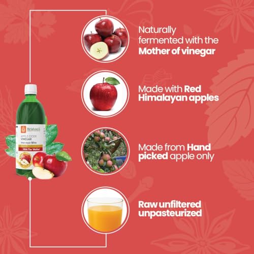 Image of Krishna's Apple Cider Vinegar With The Mother, Raw, Unfiltered & Unpasteurized For Improve Digestion & Boosts Metabolism - 500 ml (Pack of 1)