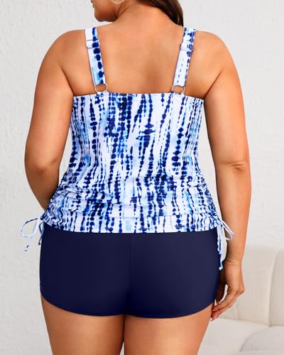 Women's Plus Size Tankini Swimsuit - Two Piece Bathing Suit with Shorts 2025 V-Wired Tummy Control Swimwear4