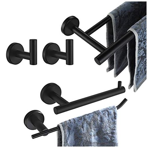 JQK Bath Hardware Towel Bar Accessory Set with 24 Inch Double Towel Bar Brushed Finished Wall Mount, BAS10-P