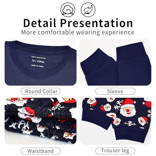 HYCLES Christmas Pajamas Set for Kids Boys Girls Holiday Long Sleeve Sleepwear Santa Cotton Pajamas Sets for Toddler Kids Pjs4