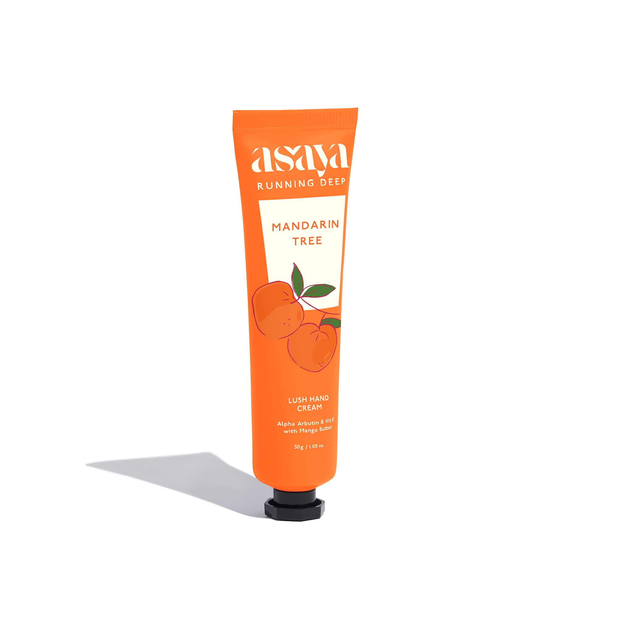 Asaya Mandarin Tree Hand Cream for Women & Men | Nourishes, Brightens | Softens Dry, Rough Hands | Non Sticky and Quick Absorbing | Intense Moisturization | Reduces Tan & Pigmentation | Alpha Arbutin, Mango Butter & Vit E | Oily skin | Dry Skin | Vegan | Free from Alcohol, Silicones, Paraben, Sulphates & Chemical | Travel Friendly | Lightweight | 30g