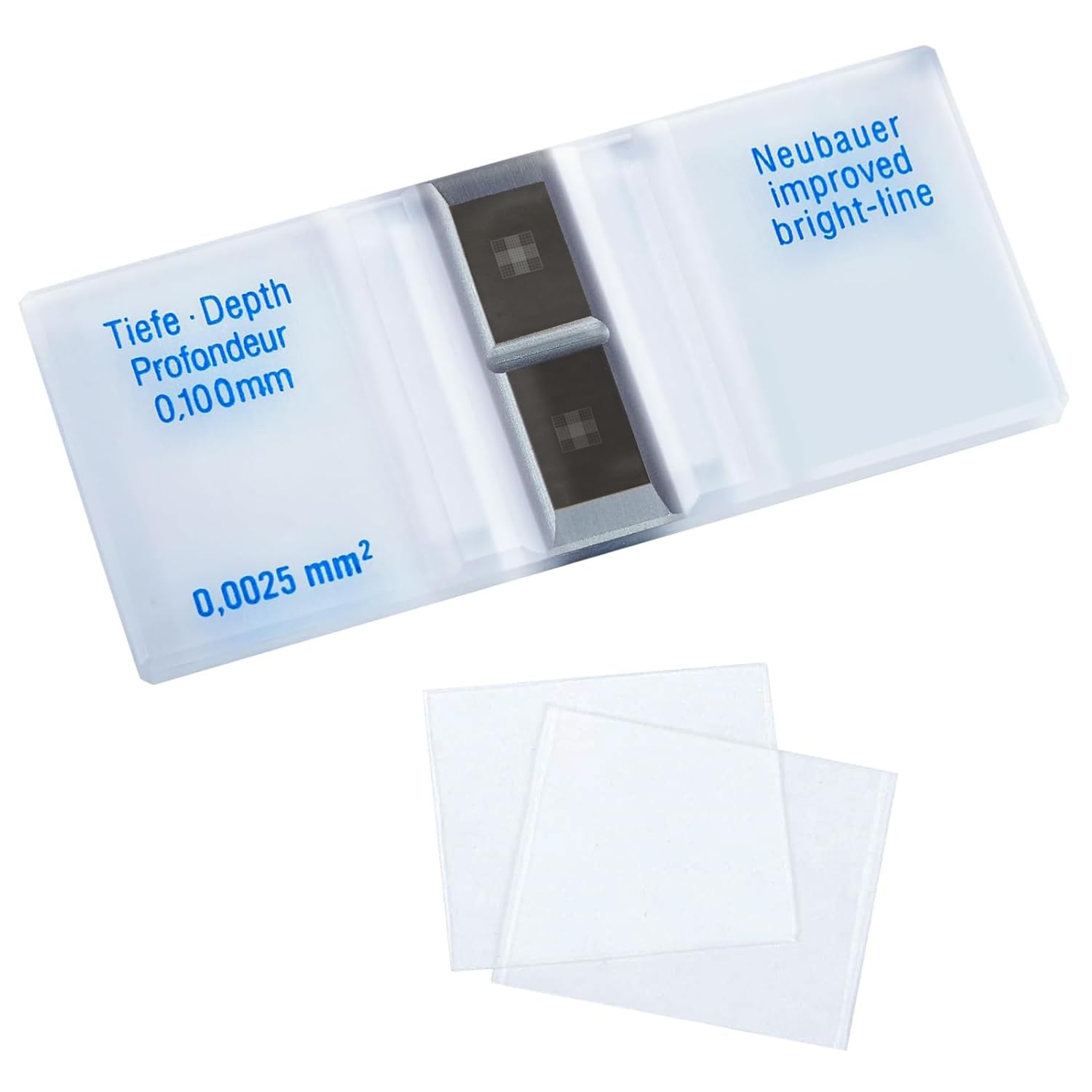 Hémocytomètre Neubauer amélioré avec lignes lumineuses, chambre de compteur cellulaire avec 2 verres de couverture pour le comptage cellulaire et pollen en laboratoire