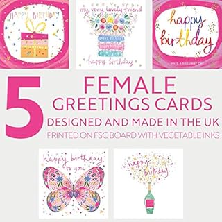 The Heritage Press 5 Greeting Cards with Envelopes for Girls, Family and Friends - Size 150x150mm - Eco-Friendly - Printed with Vegetable Inks - Made in the UK - Pack of 5