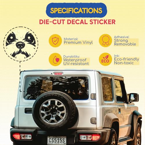 Image of 2Pcs - No Background - Waterproof Car Sticker Decal of Adorable Shih Tzu Peeking Design for Pet Lovers - Cute Animal Imagery for Any Space (Black, 5.5'' x 3.8'') |k19741BL