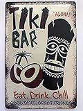 Metall Schild 20x30cm The Tiki Bar Hawaii Cocktails Aloha Eat Drink Chill Tin Sign