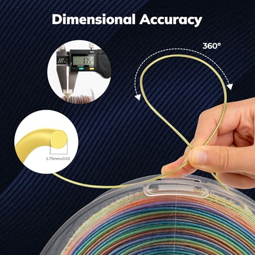 Image of AMOLEN PLA 3D Printer Filament, Galaxy Rainbow Color Changing with Light Filament 1.75mm,Shiny Sparkle 3D Printing Filament for Most FDM 3D Printers,Dimensional Accuracy + /- 0.02mm,1kg Spool(2.2lbs)