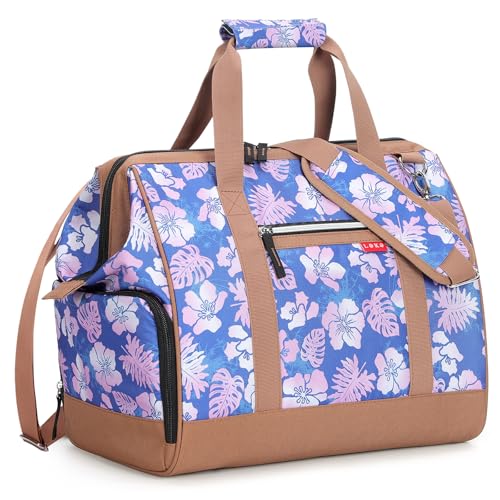 Lekesky Wochenend-Übernachtungstasche für Damen, 33 l, große Öffnung, Reisetasche, Reisetasche für Fluggesellschaften mit Schuhfach, Pink Blue Jungle, 33L, Reisetasche