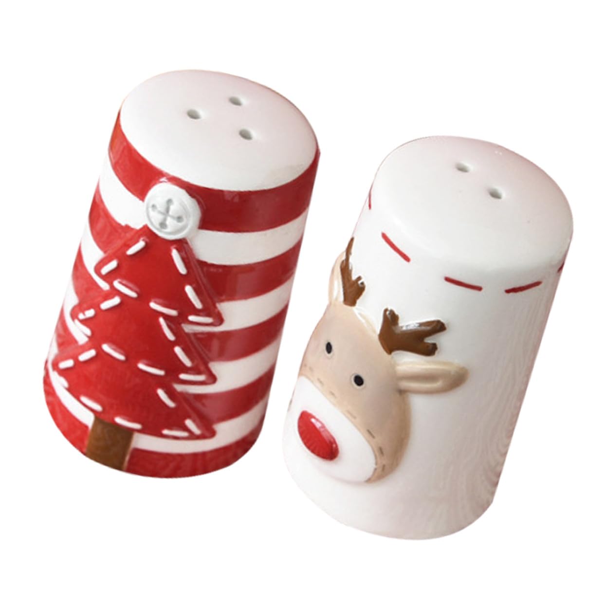 2 Stück Keramik Gewürzstreuer Teilig Salz Pfefferstreuer Salz und Pfeffermühle Weihnachten Küchen Gewürzbehälter für Pfeffer und Gewürze