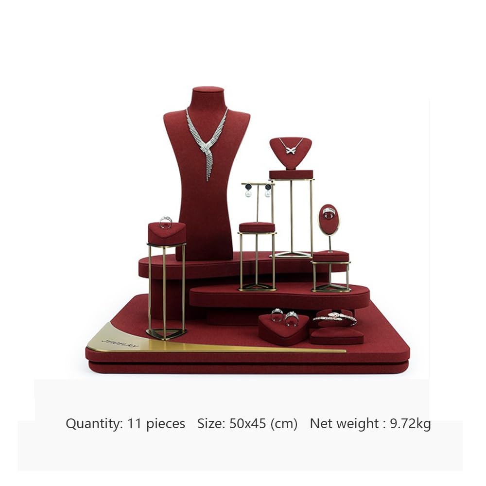 Stojak na biżuterię Red Velvet Jewelry Display Set Ring Stand Organizer na biżuterię