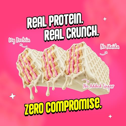 Image of Yogabar 10g Protein Wafer Bars | Strawberry Pop Flavour | Crunchy High-Protein Snack | 0% Maida | Goodness of Millets | Healthy On-the-Go Snack | 40g Each | Pack of 10