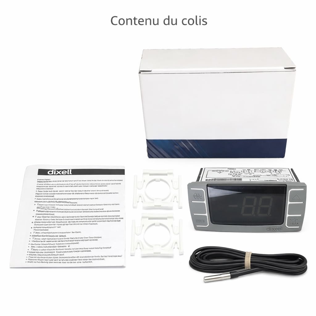 Dixell XR02CX-5R0C1 Contrôleur de thermostat numérique de température hors cycle dégivrage 230V/50-60Hz avec 1 capteur de sonde de température pour réfrigérateurs congélateurs appareils de chauffage