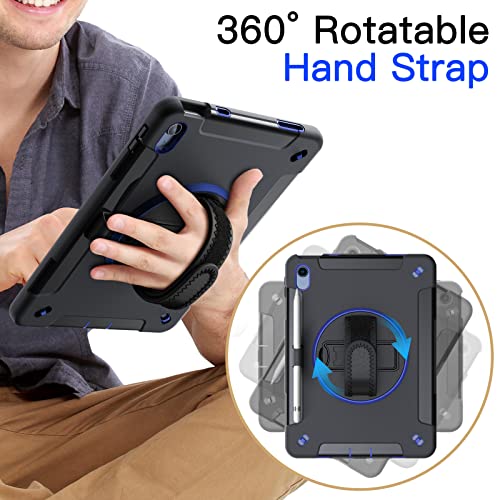 Image of JETech Cover Case for iPad (A16) 11th /10th Generation (2025 /2022) with Built-in Screen Protector, Protective Shockproof Rugged Tablet Cover, 360 Degree Rotating Hand Strap Stand (Navy)