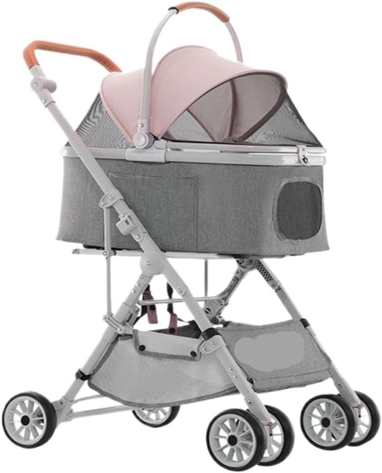 Pet Stroller Detachable Pet Stroller, Detachable Three-Purpose Cat and Dog Universal Pet Stroller, Outing Stroller Dog Stroller(Pink)