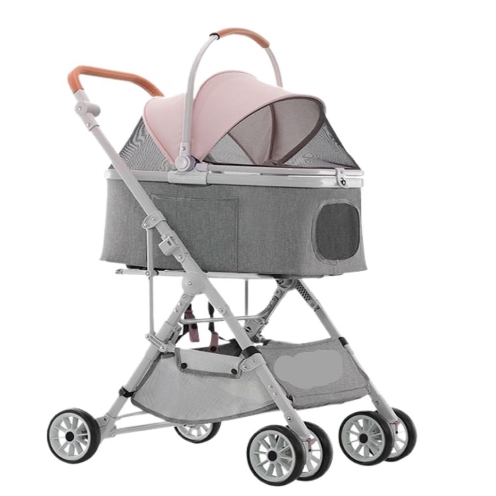 Pet Stroller Detachable Pet Stroller, Detachable Three-Purpose Cat and Dog Universal Pet Stroller, Outing Stroller Dog Stroller(Pink)