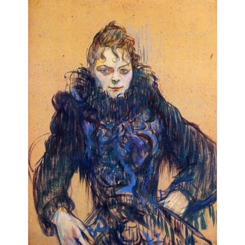 Toile roulée Femme dans un boa noir Toulouse-Lautrec d'ARTICULOZY pour un salon élégant 101x127 cm