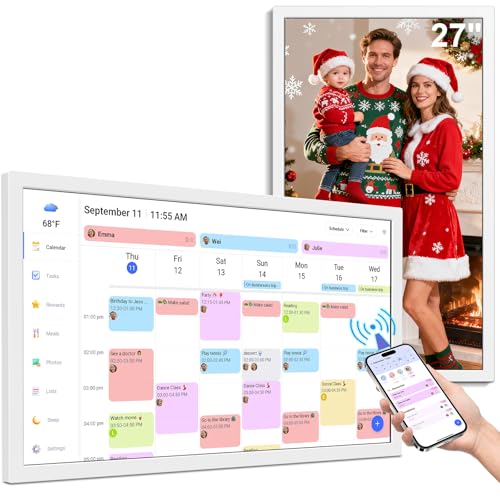 Image of 27 inch Smart Calendar Max, Digital Calendar & Chore Chart, Family Organizer with Interactive Touchscreen Display - Wall Mountable in Portrait or Landscape, Gifts for Women Men