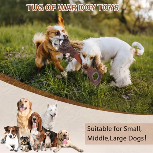 Image of Large Plush Squeaky Dog Toys with Crinkle Paper, Tug of War Pull Toys for Puppies, Interactive Dog Chew Toys for Small, Medium and Large Dogs