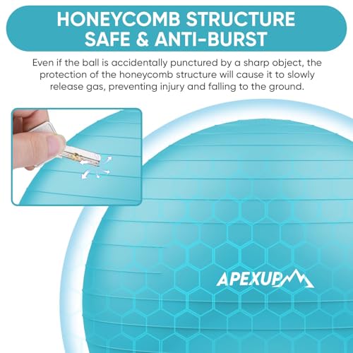 Image of APEXUP Yoga Ball, 660 lbs Anti-Burst Exercise Ball with Pump, 5 Sizes | Anti-Burst, Anti-Slip, SGS Certified, Strengthens Core, Improves Balance & Posture, Boosts Flexibility & Stability