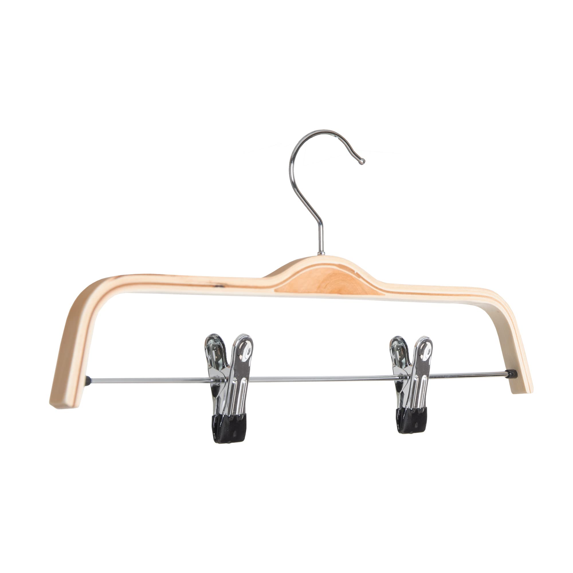 Schichtholzbügel mit Klammersteg | 37 cm, natur, lackiert , drehbarer Haken, verschiebbare Klammern | Kleiderbügel Holzbügel Garderobenbügel Ladenausstattung (50 Stück)