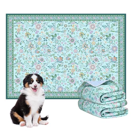 Baodan Washable Pee Pads for Dogs, 2 Pack Super Absorbent Reusable Puppy Pads with Colorful Flowers Patterns for Potty Training, Floor, Couch, Bed, and Crate,36